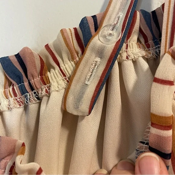 Lily Rose Striped Off Shoulder Shorts Maxi Dress Romper Women's L - Picture 6 of 8